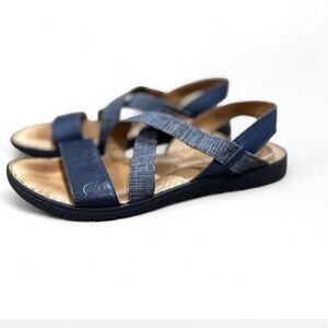 BORN Leather Strappy Slingback Blue "Atiana" Sandals Woman's Size 9